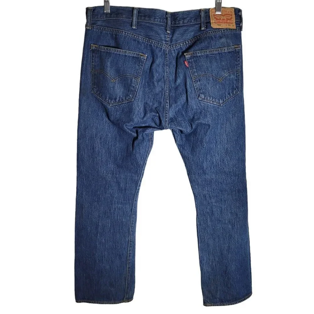 Levi's‎ Men's 501 Original Fit Straight Leg Button Fly Blue Jeans Size 38 X 30